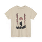 Hiking Canada T‑Shirt — Maple Leaf Backpacker Silhouette Tee
