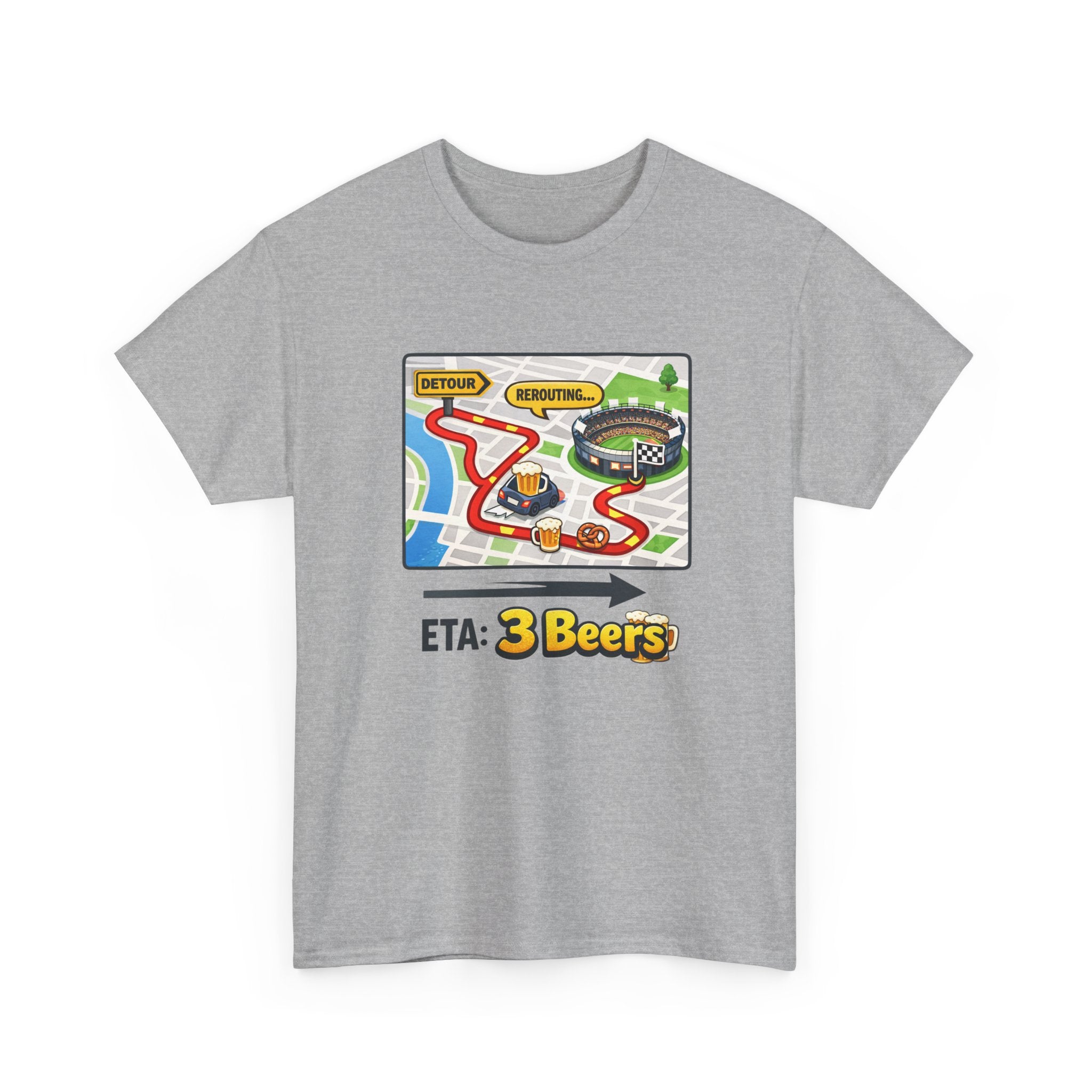 Beer Sports Trip T-Shirt — "ETA: 3 Beers" Funny Game Day Tee
