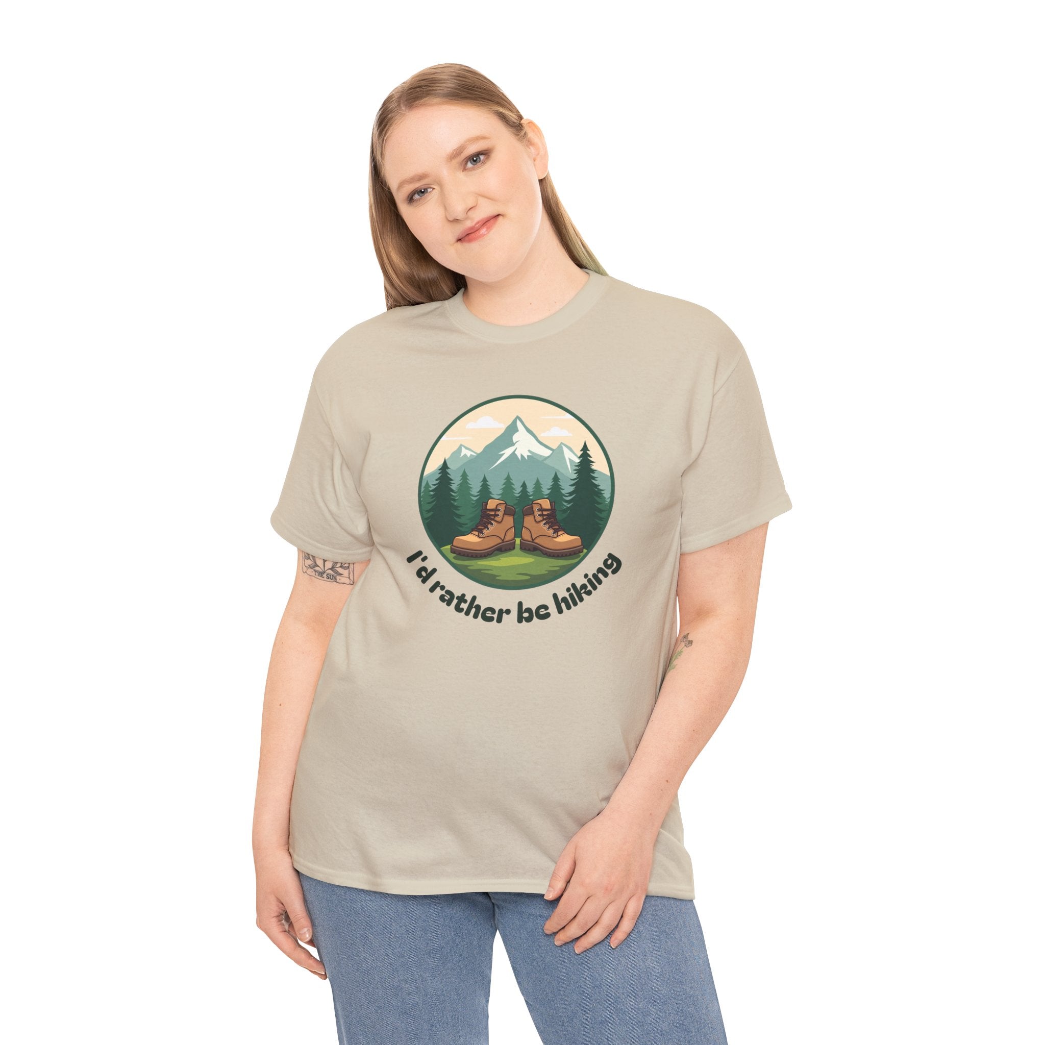 Hiking T-Shirt — 'I'd Rather Be Hiking' Mountain & Camping Graphic Tee