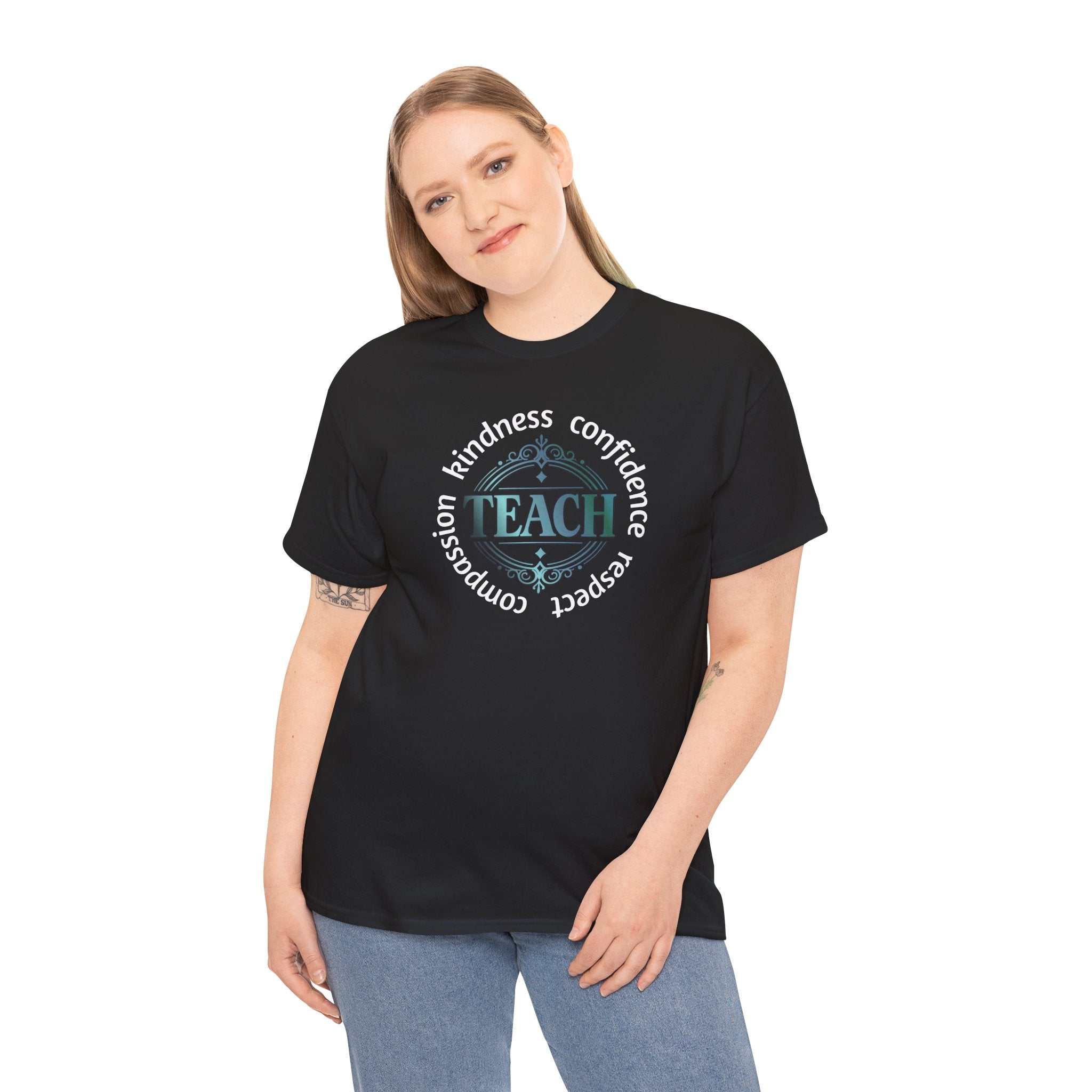 Teacher Inspirational Tee — "Teach" with Kindness, Confidence, Respect & Compassion