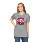 Retro Sunset Dancing Dogs T-Shirt — Vintage Rainbow Skyline Graphic Tee
