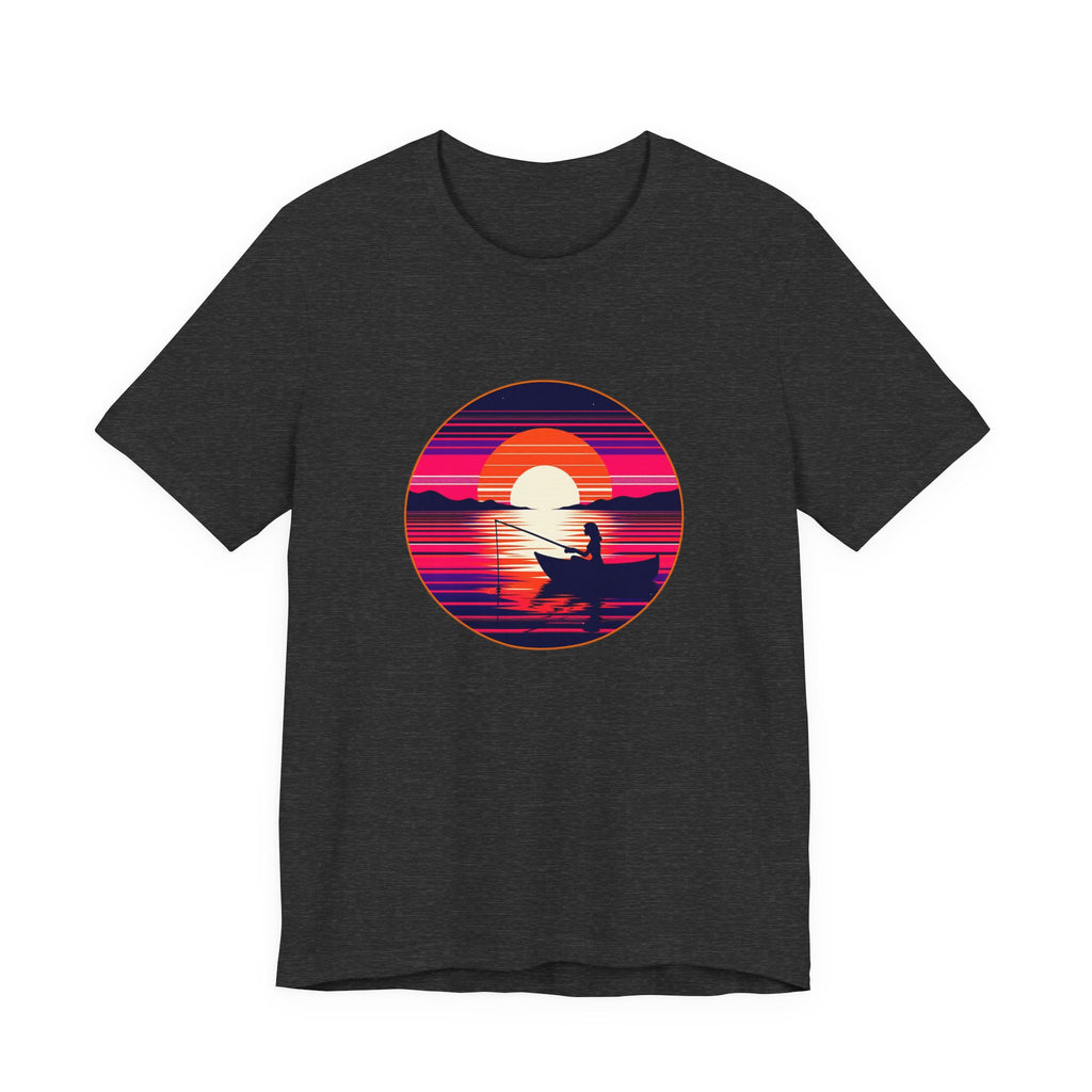 Sunset Fishing T‑Shirt — Retro Ocean Silhouette Tee Woman Fishing