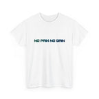 No Pain No Gain T-Shirt Minimal Green Blue Gym Motivational Workout Tee