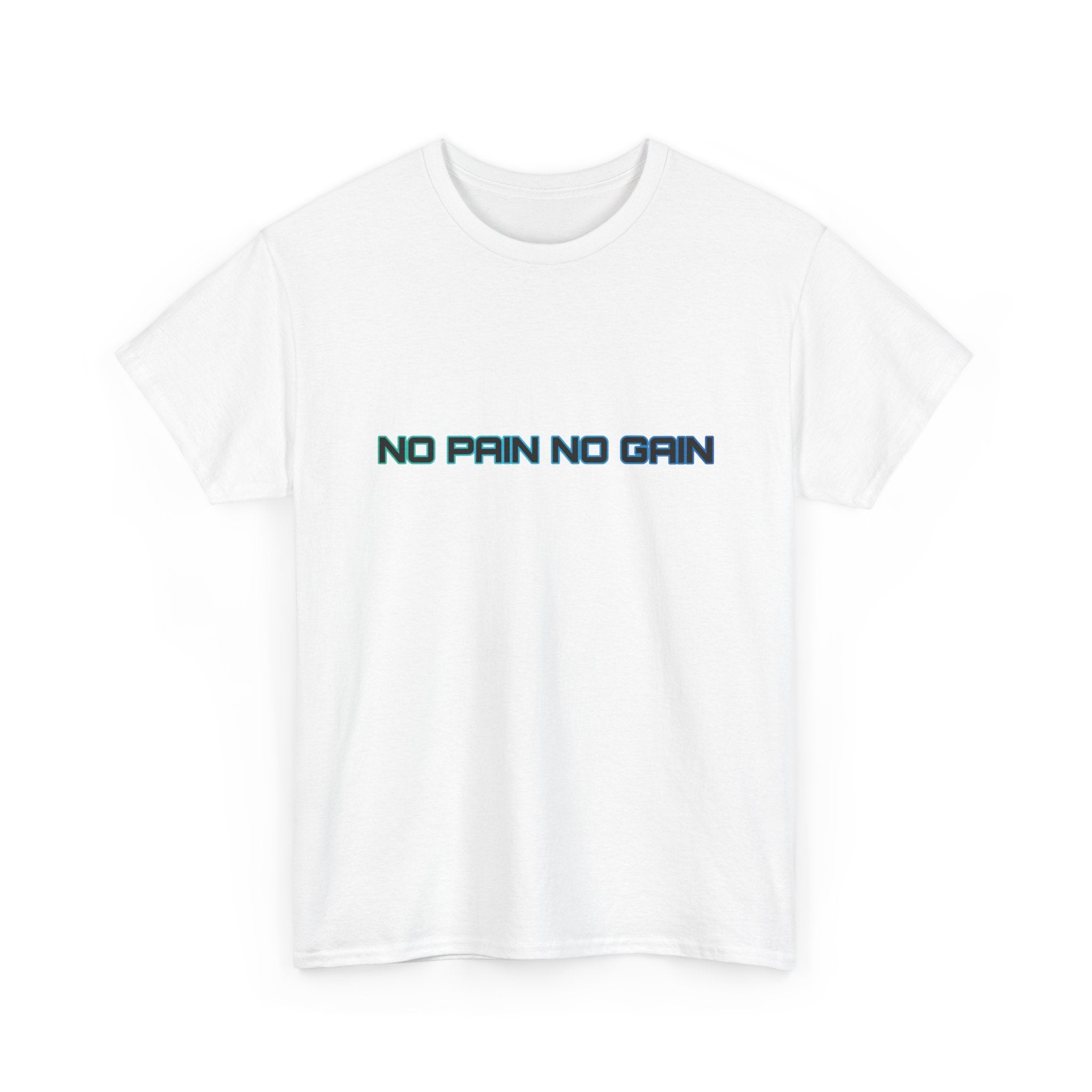 No Pain No Gain T-Shirt Minimal Green Blue Gym Motivational Workout Tee