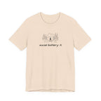 Social Battery Low T-Shirt — Minimal Camping Nature Graphic Introvert Tee