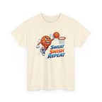 Sweat Swish Repeat Basketball T‑Shirt — Fun Hoop Cartoon Graphic Tee