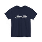 Find Your Trail T-Shirt — Hiking Adventure Tee with Bootprint Design
