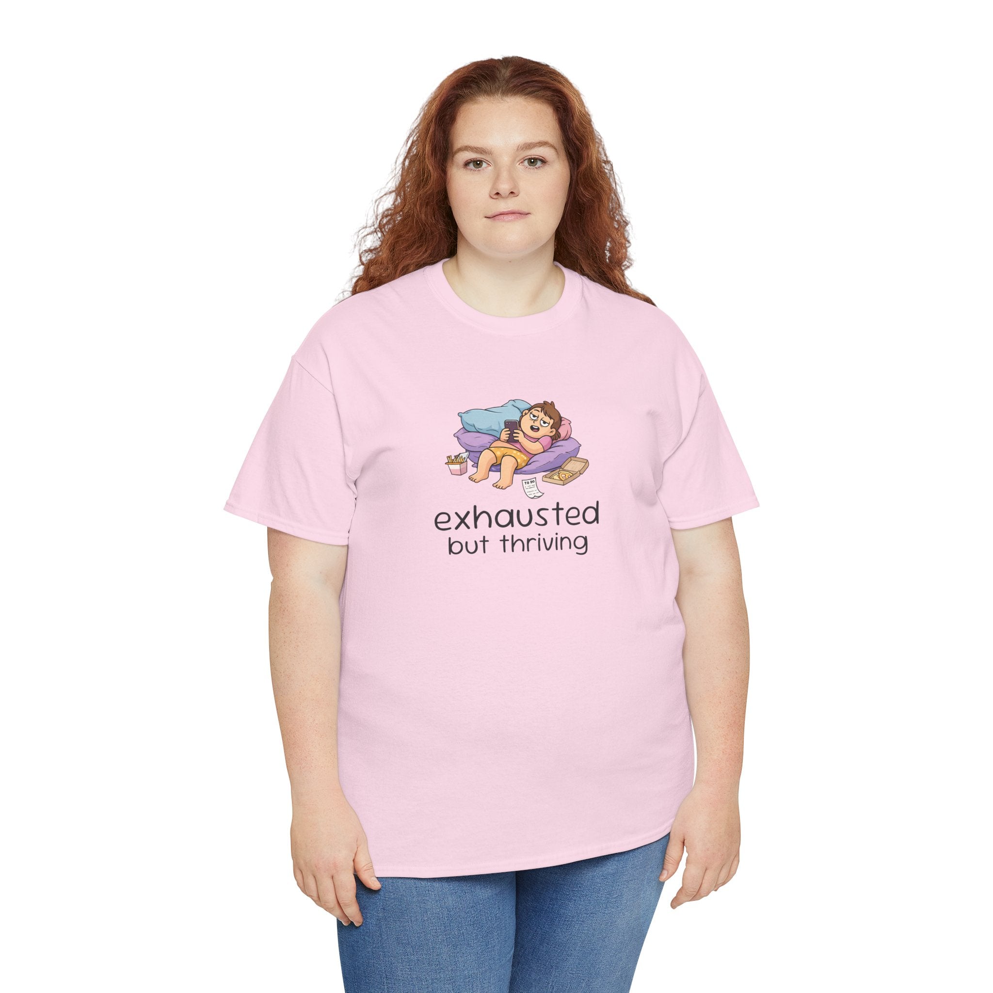 "Exhausted but Thriving" Cute Relaxed Graphic Tee