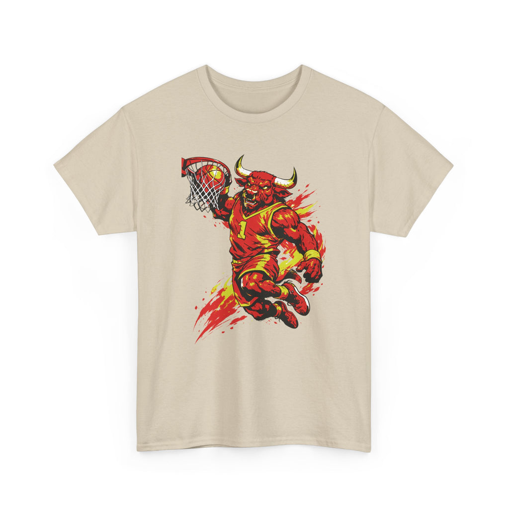 Basketball Bull Graphic Tee — Fierce Red Basketball Player Shirt