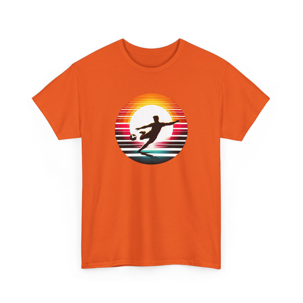 Football Soccer Silhouette Tee — Retro Sunset Soccer T-Shirt