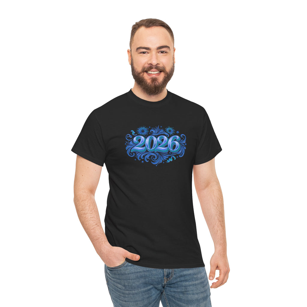 2026 Decorative Script Tee — New Year Celebration T-Shirt