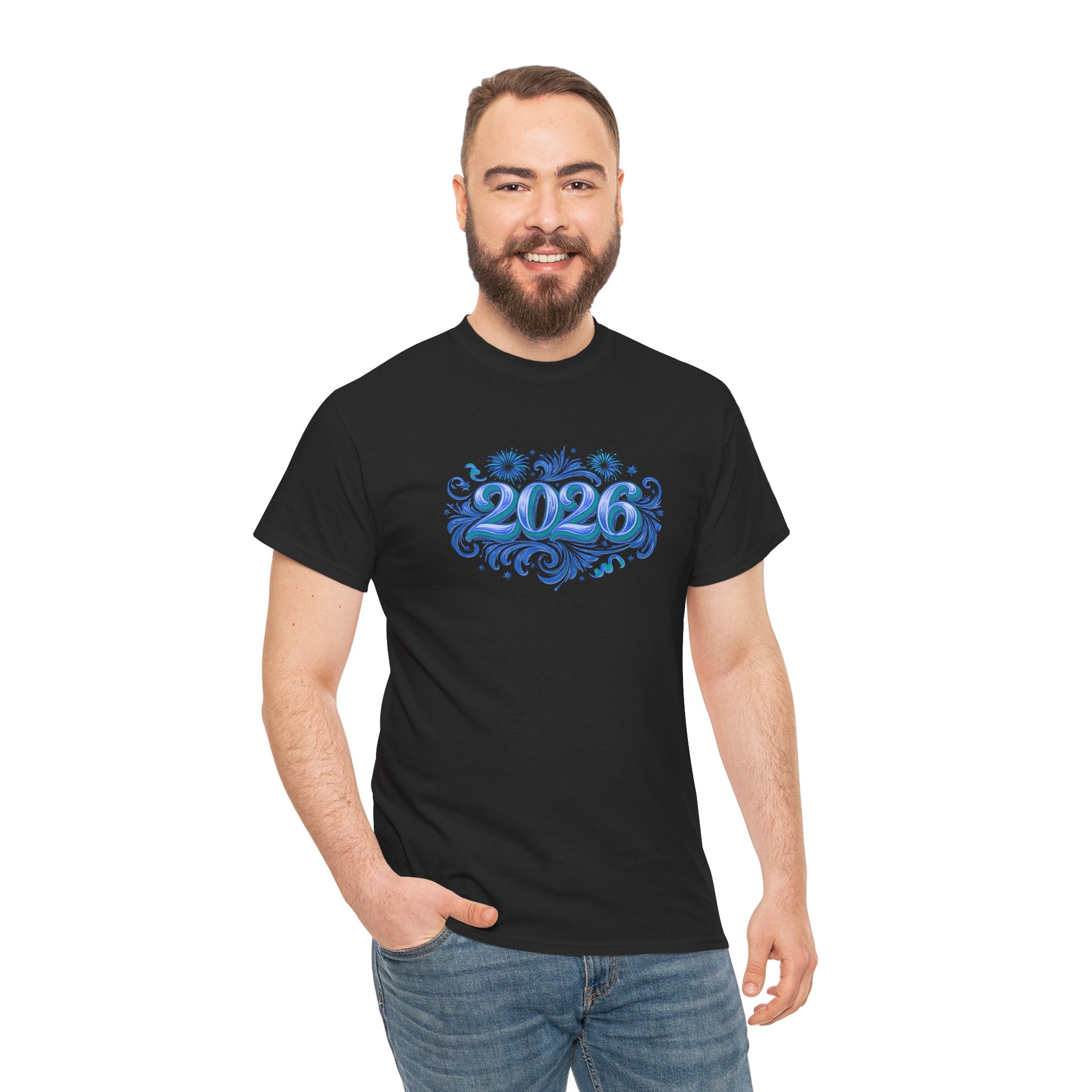 2026 Decorative Script Tee — New Year Celebration T-Shirt