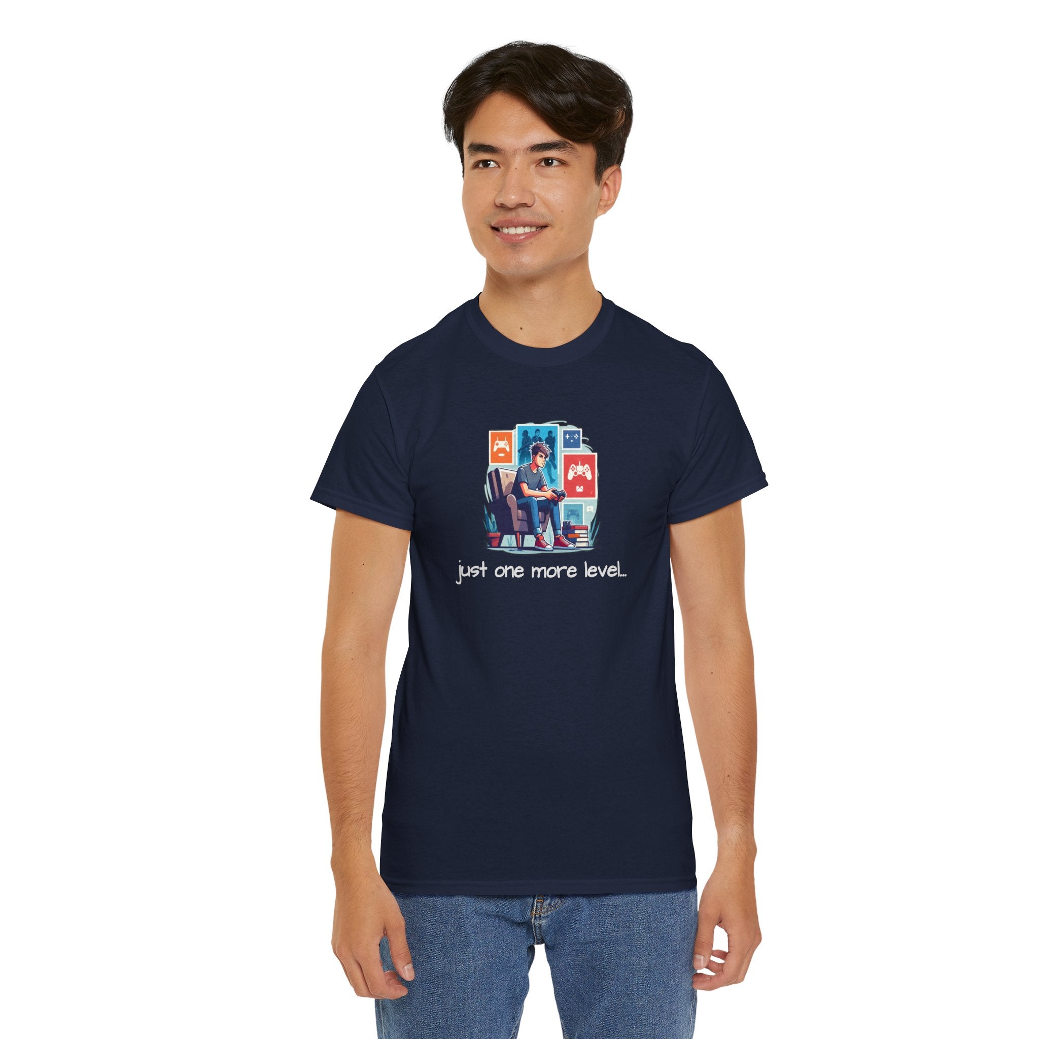 Guy Gamer Arcade T‑Shirt — "Just One More Level" Retro Video Game Tee