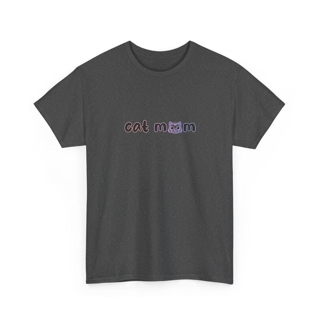 cat mom' text and cat icons in black a pastel gradient color