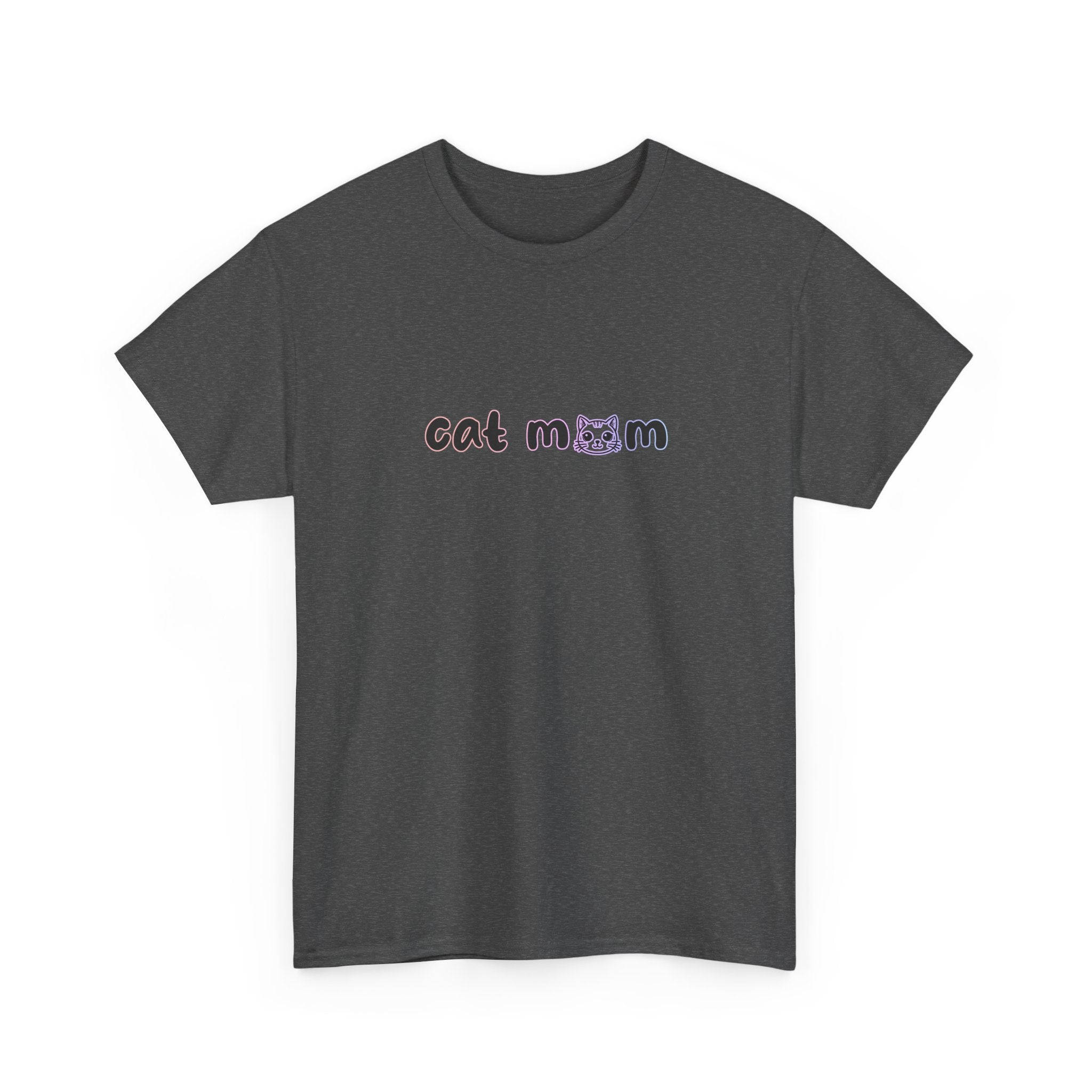 cat mom' text and cat icons in black a pastel gradient color