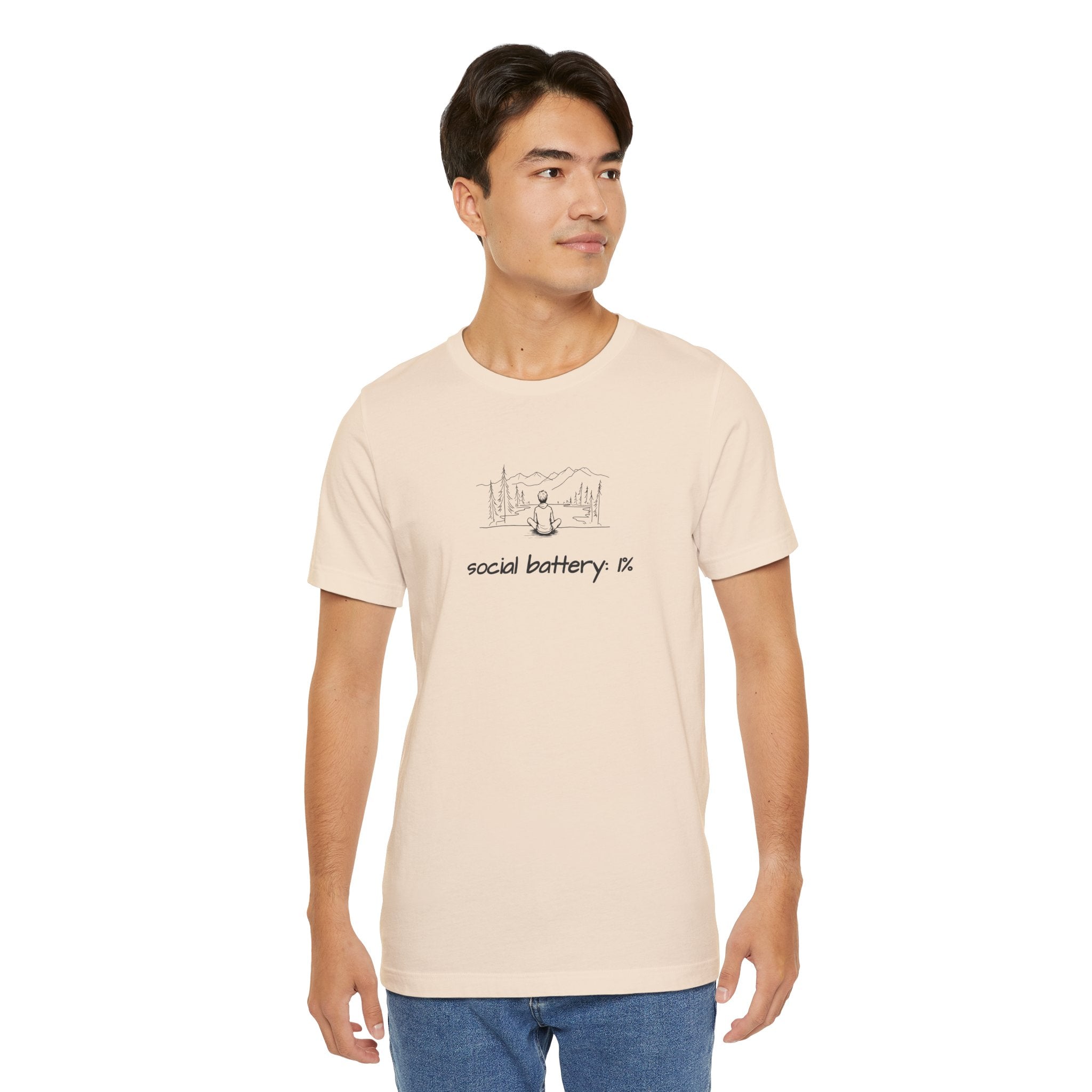 Social Battery Low T-Shirt — Minimal Nature Camping Graphic Introvert Tee