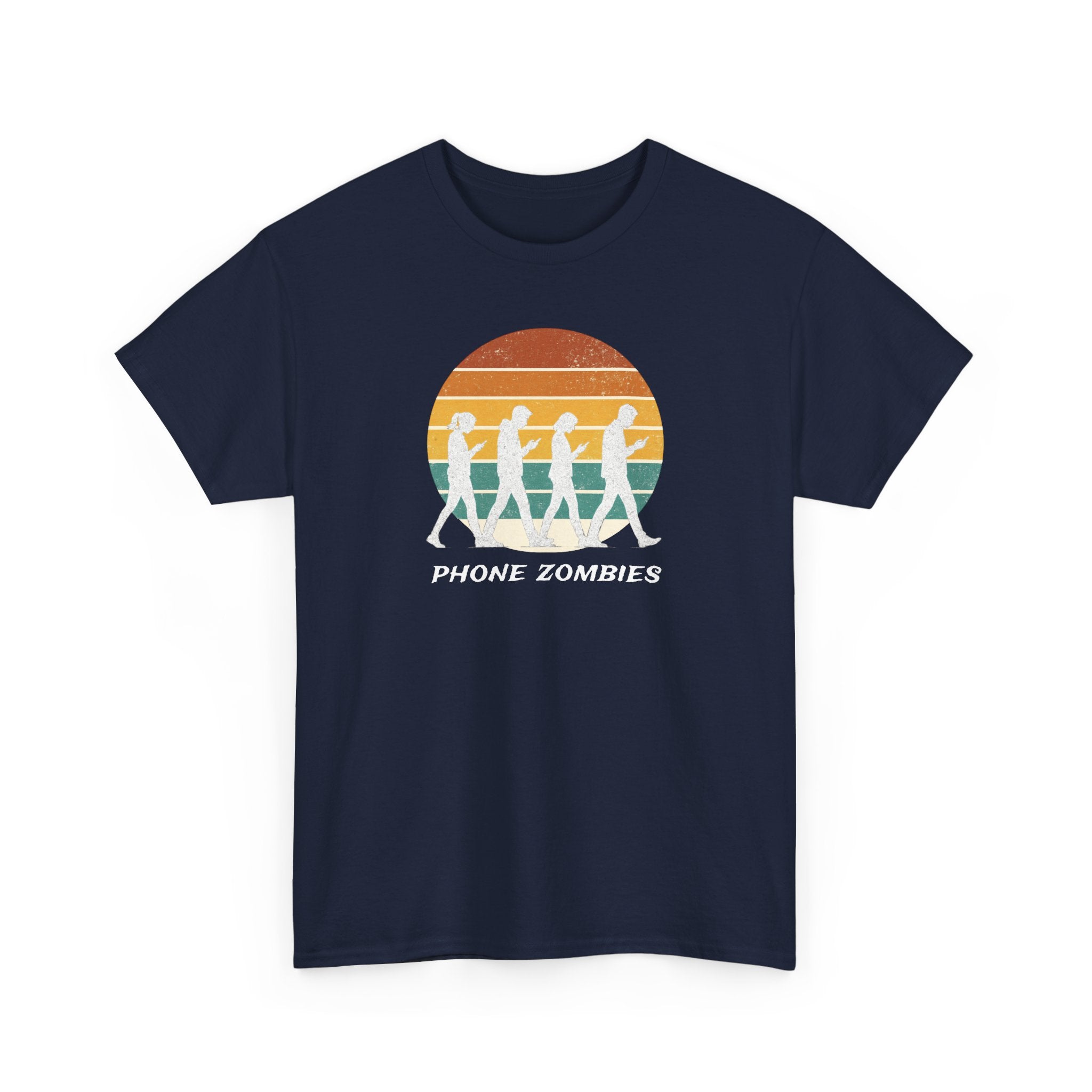 Retro Walking Silhouette T‑Shirt - Smartphone Zombies