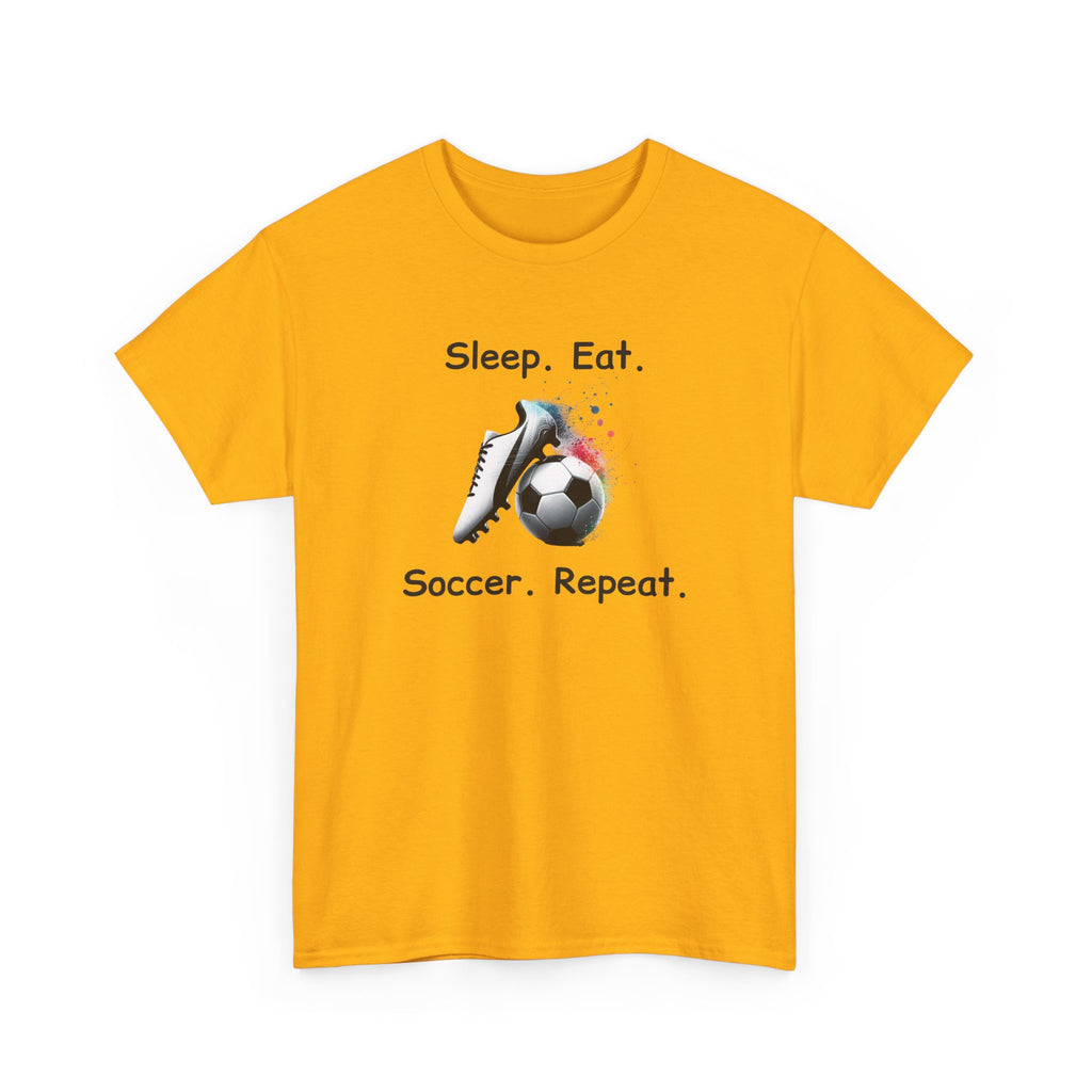 Soccer T-Shirt — "Sleep. Eat. Soccer. Repeat." Youth & Adult Crew Tee