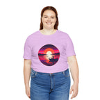 Sunset Fishing T‑Shirt — Retro Ocean Silhouette Tee Woman Fishing