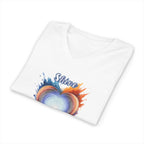 Shine Within V-Neck Tee — Heart Watercolor Splash Flame Design