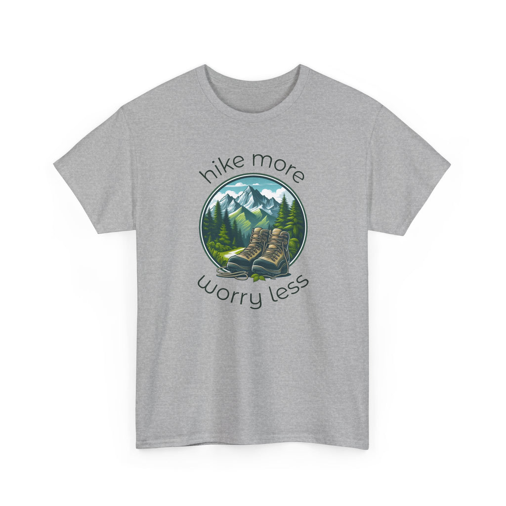 Hike More Worry Less T-Shirt — Nature Hiking Graphic Tee