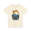 Beige t-shirt with nature graphic and 'keep it wild' text on a white background