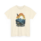 Beige t-shirt with nature graphic and 'keep it wild' text on a white background