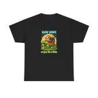 Slow Down Turtle Sloth & Snail V-Neck Tee — "Enjoy Life a Little" Relaxed Graphic Shirt