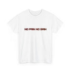 No Pain No Gain T-Shirt Minimal Red Orange Gym Motivational Workout Tee