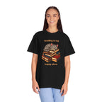 Reading Is My Happy Place T-Shirt — Cute Cat on Books Graphic Tee