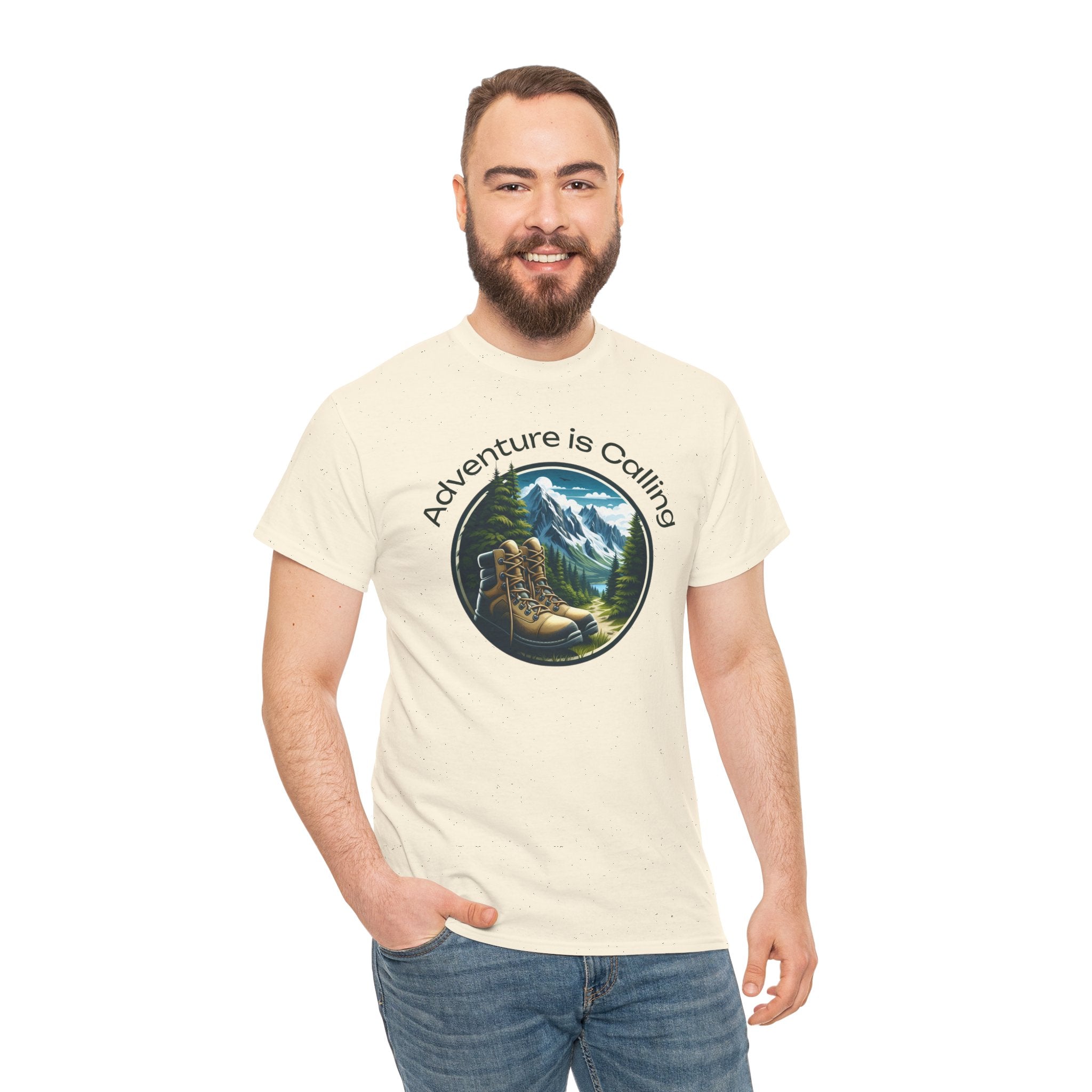Adventure Is Calling Hiking T‑Shirt — Mountain Boots Outdoor Tee