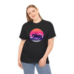Woman Ride Horse Sunset T-Shirt — Retro Silhouette Beach Vibe Tee