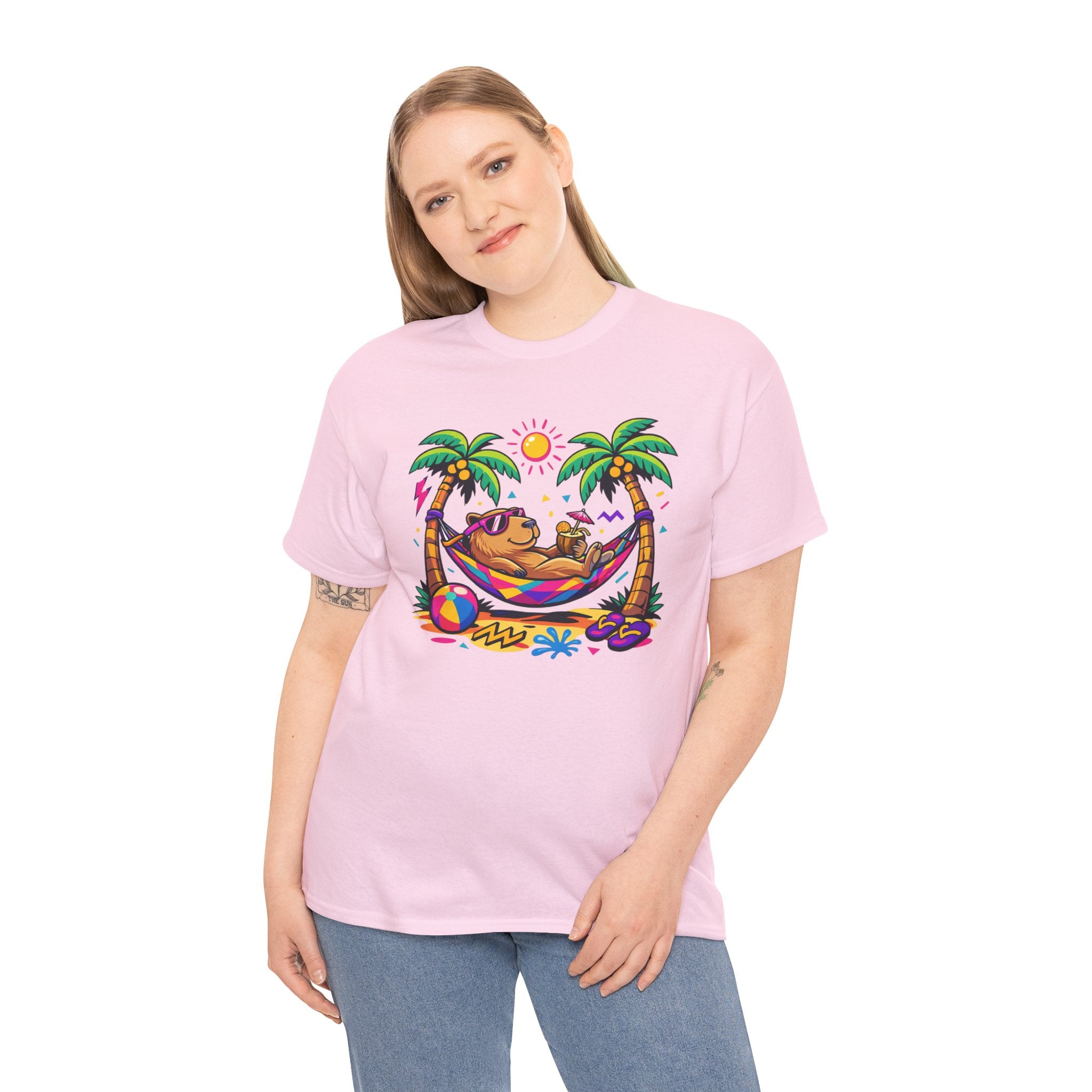 Beach Capybara Hammock T‑Shirt — Tropical Summer Vibes Graphic Tee