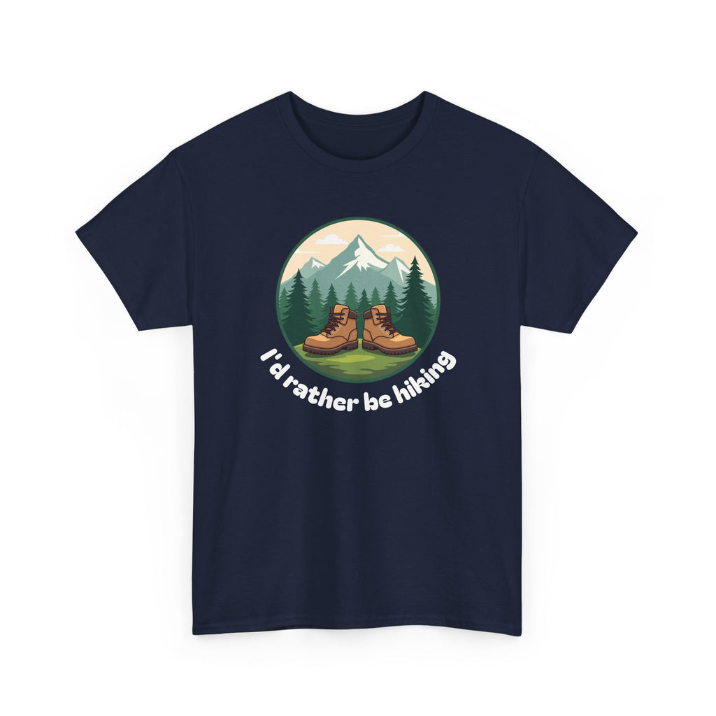 Hiking T-Shirt — 'I'd Rather Be Hiking' Mountain & Camping Graphic Tee