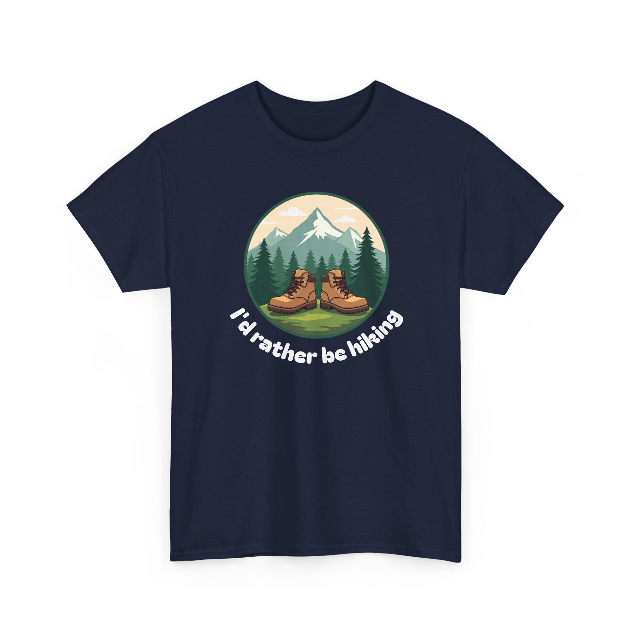Hiking T-Shirt — 'I'd Rather Be Hiking' Mountain & Camping Graphic Tee