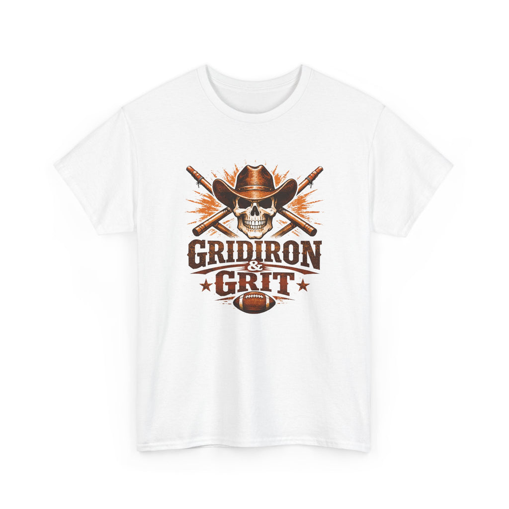 Gridiron Grit Tee — Cowboy Skull Football T‑Shirt
