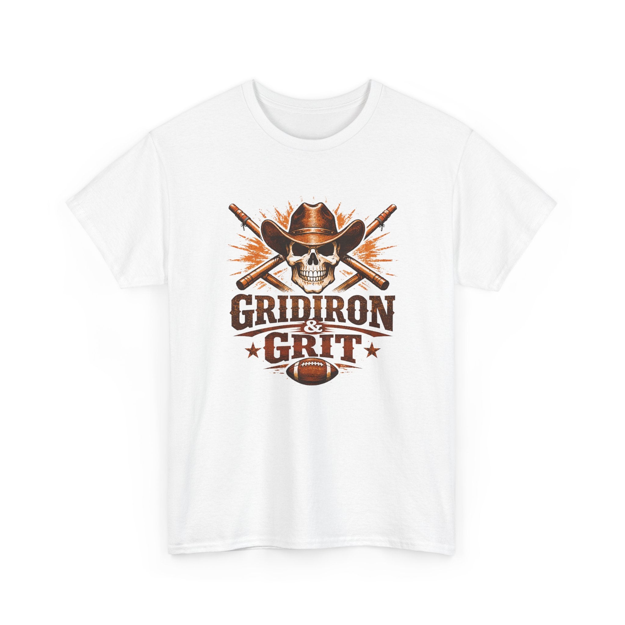 Gridiron Grit Tee — Cowboy Skull Football T‑Shirt