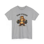 Dam Strong Beaver Weightlifting T-Shirt — Funny Gym Tee for Fitness Lovers