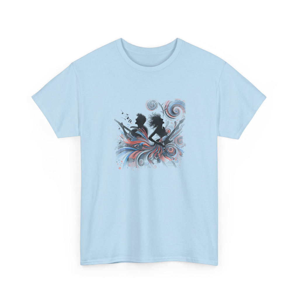 Silhouette Musicians Tee - Artistic Swirl Music Graphic Shirt