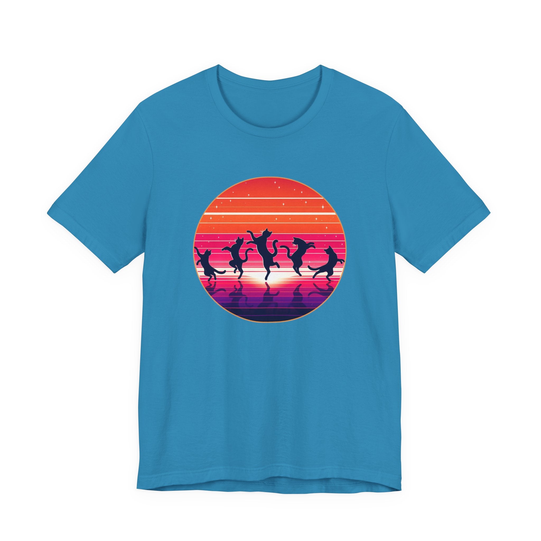 Retro Sunset Dancing Cats T-Shirt