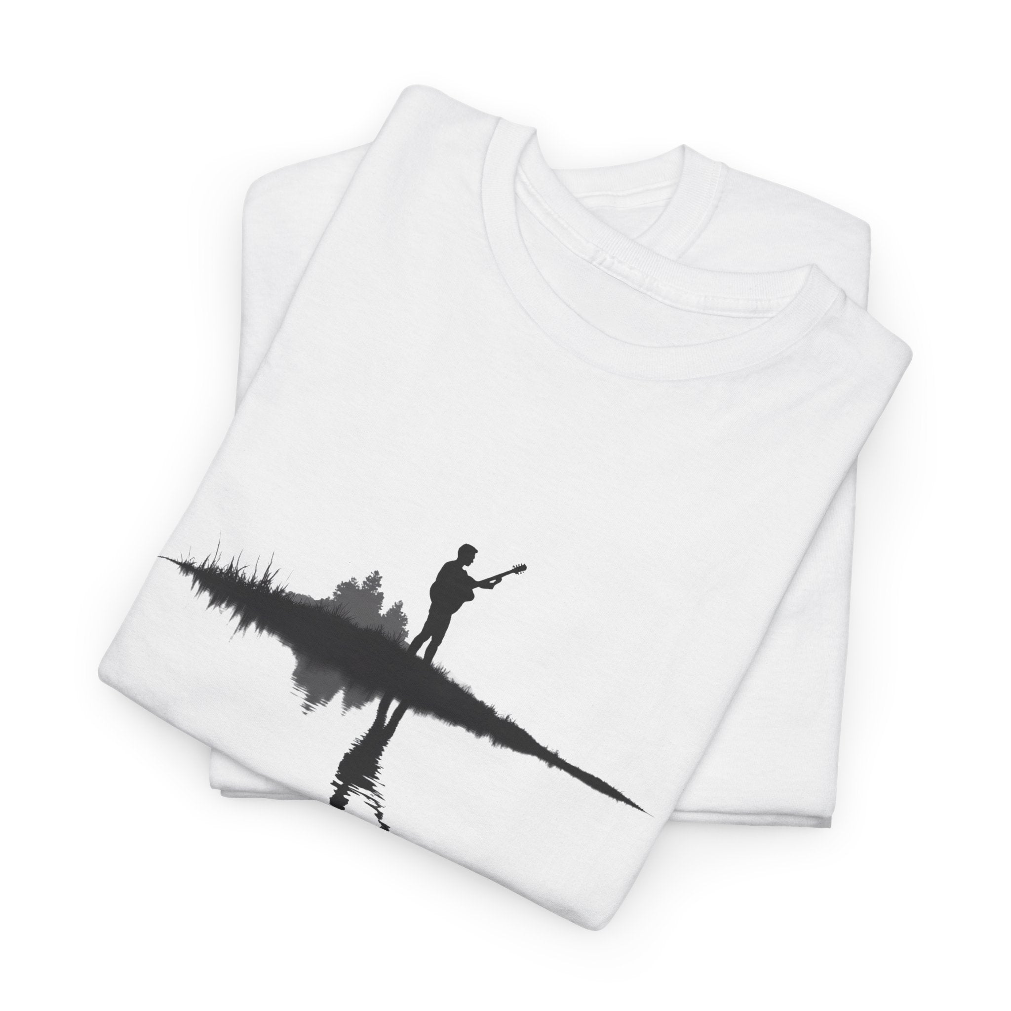 Guitarist Silhouette T-Shirt — Water Reflection Musician Tee