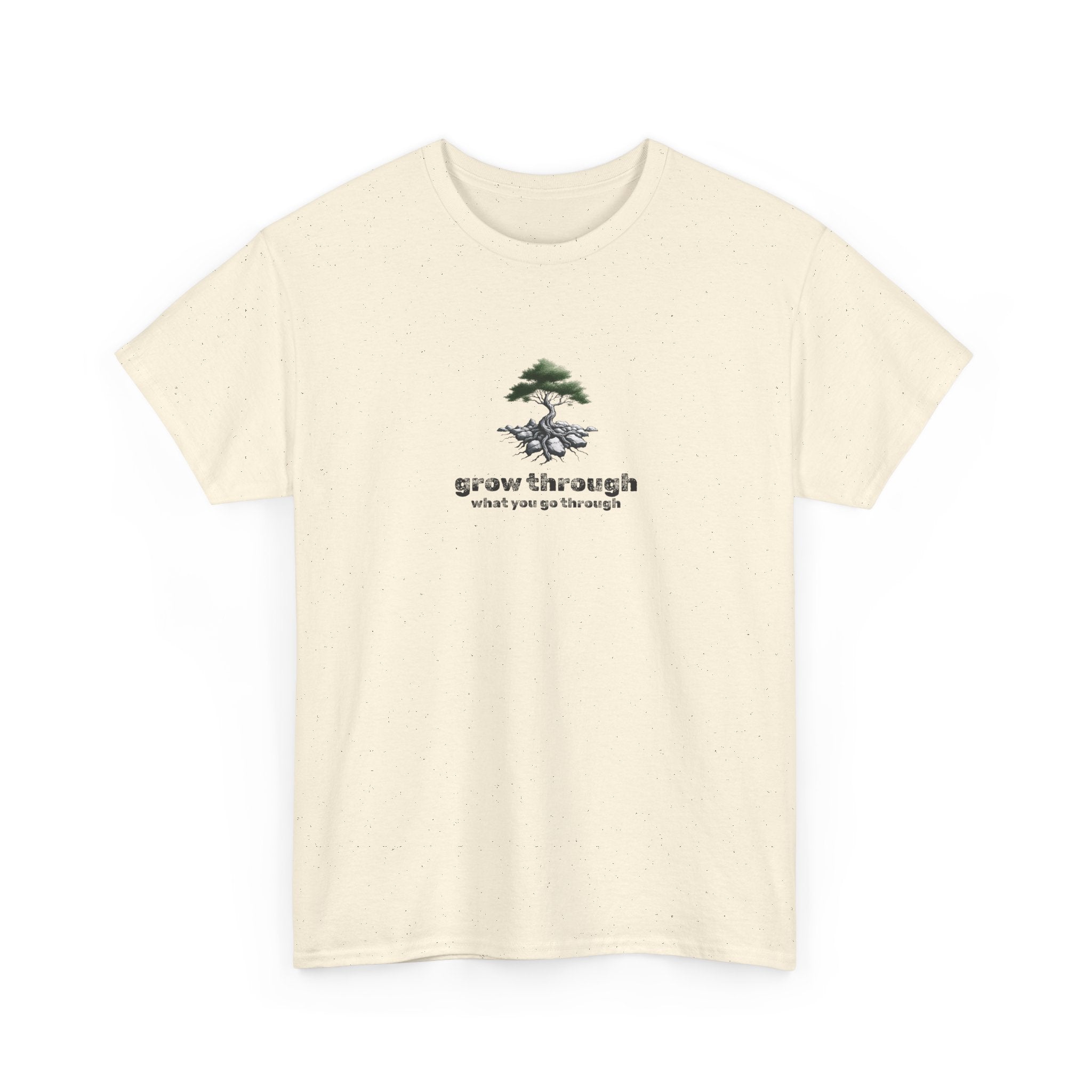 Grow Through What You Go Through Tee — Minimal Bonsai Tree Inspirational T-Shirt