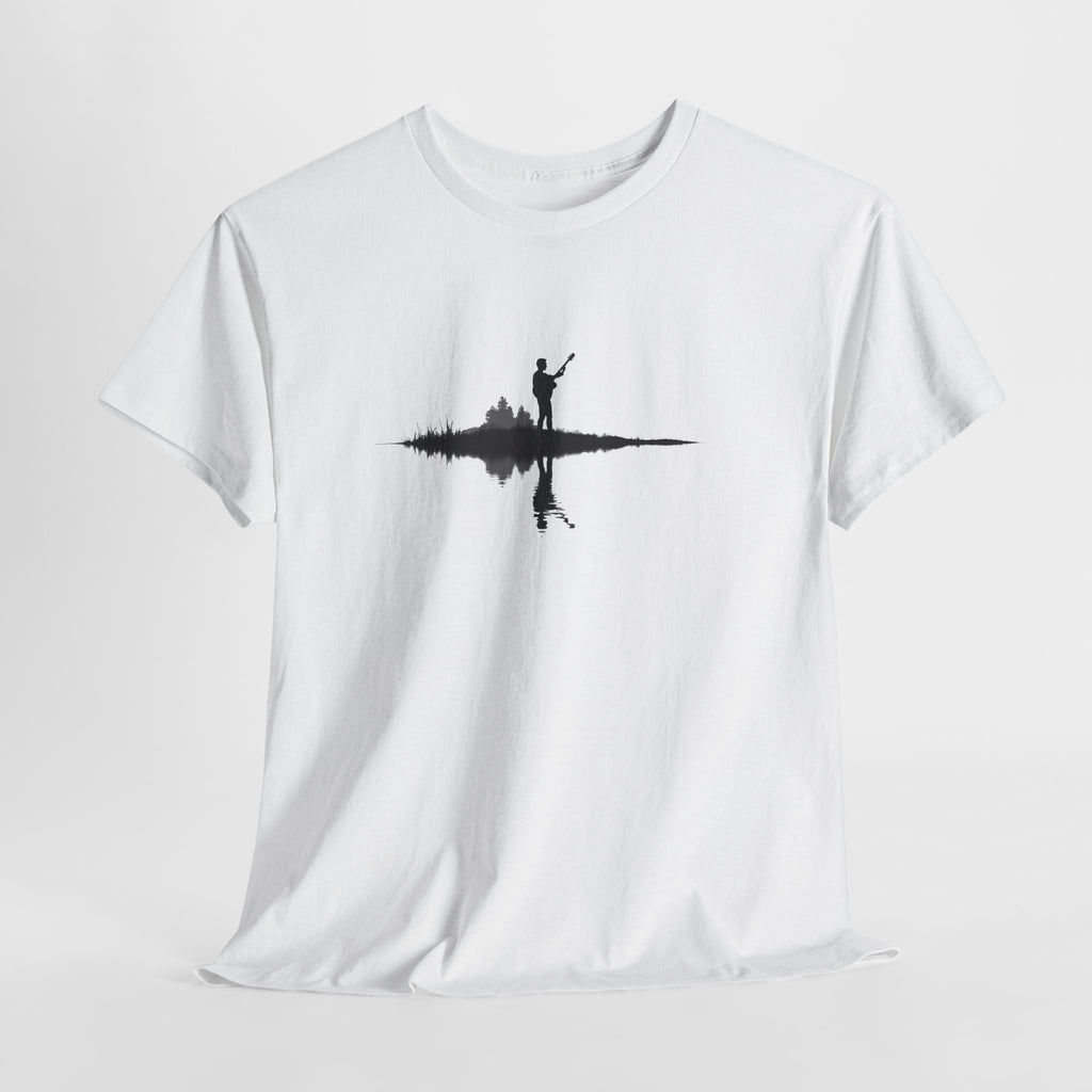 Guitarist Silhouette T-Shirt — Water Reflection Musician Tee