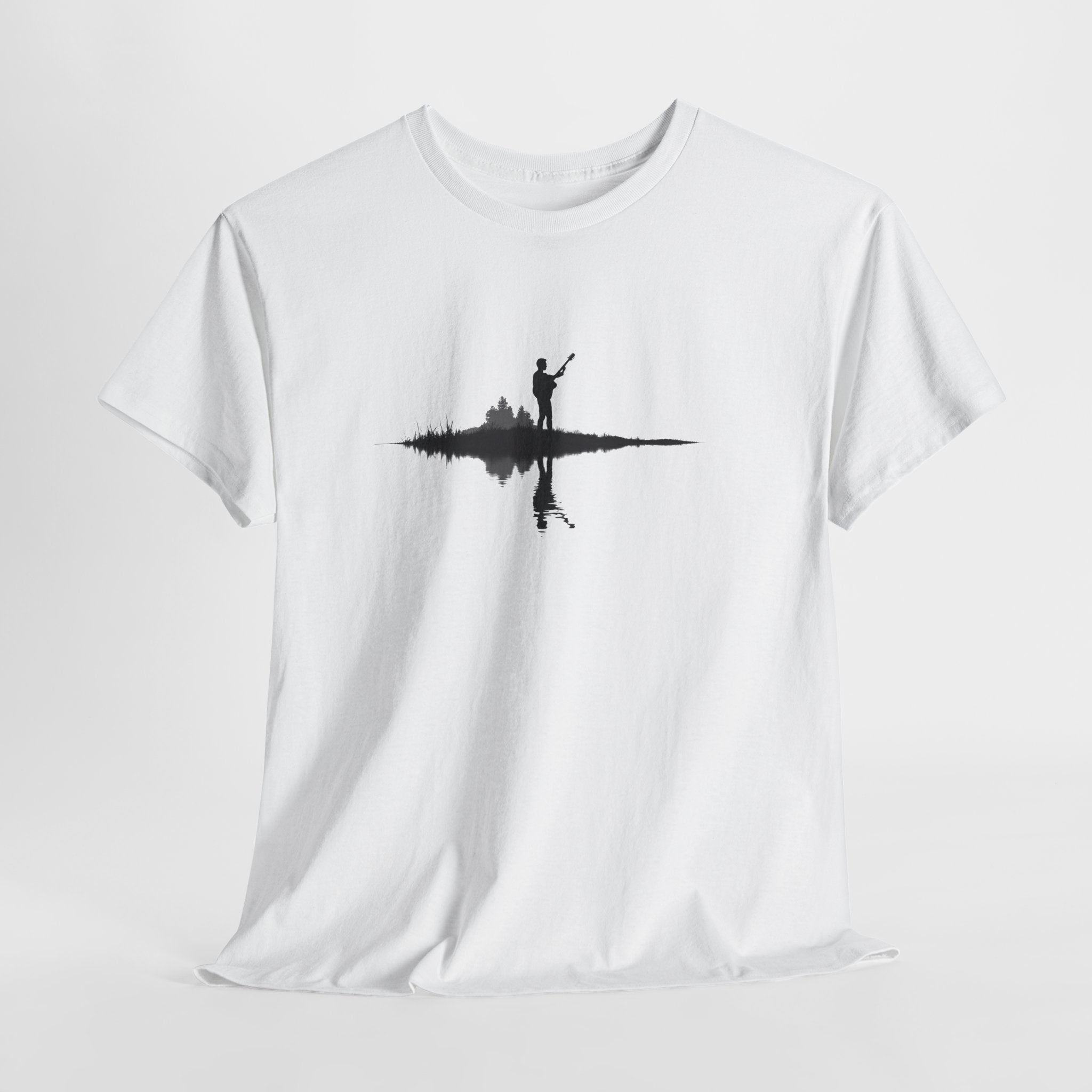 Guitarist Silhouette T-Shirt — Water Reflection Musician Tee