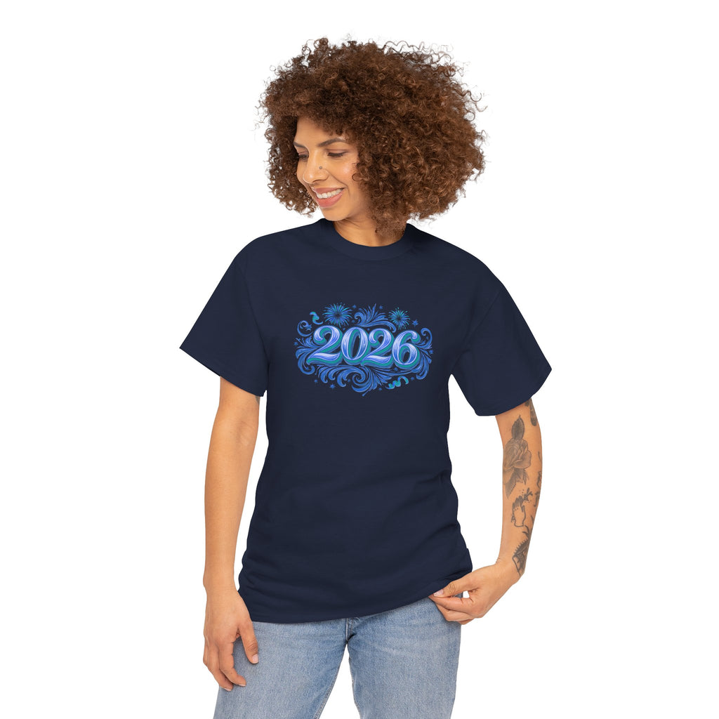 2026 Decorative Script Tee — New Year Celebration T-Shirt