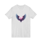 Winged Heart V-Neck Tee — Romantic Angel Wings Heart Graphic Shirt
