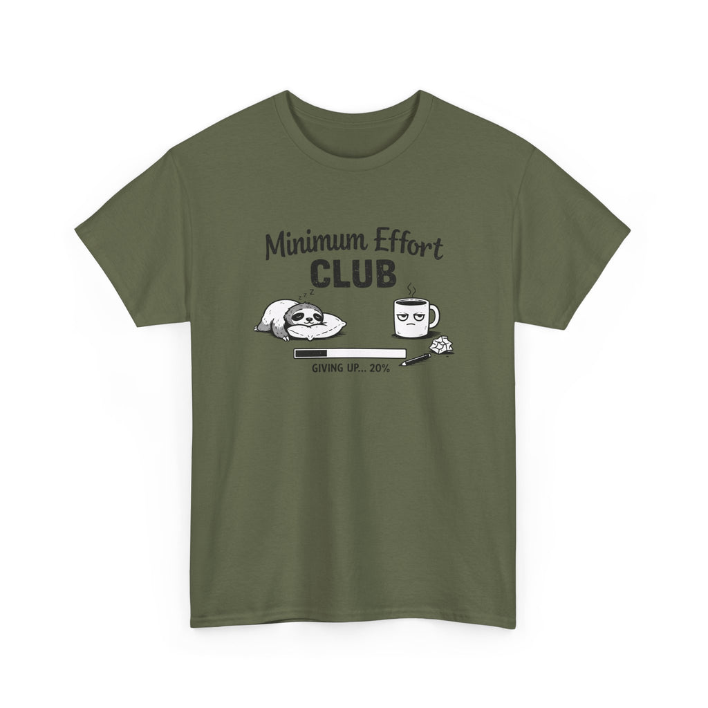 Minimum Effort Club T-Shirt — Funny Sloth & Coffee Graphic Tee