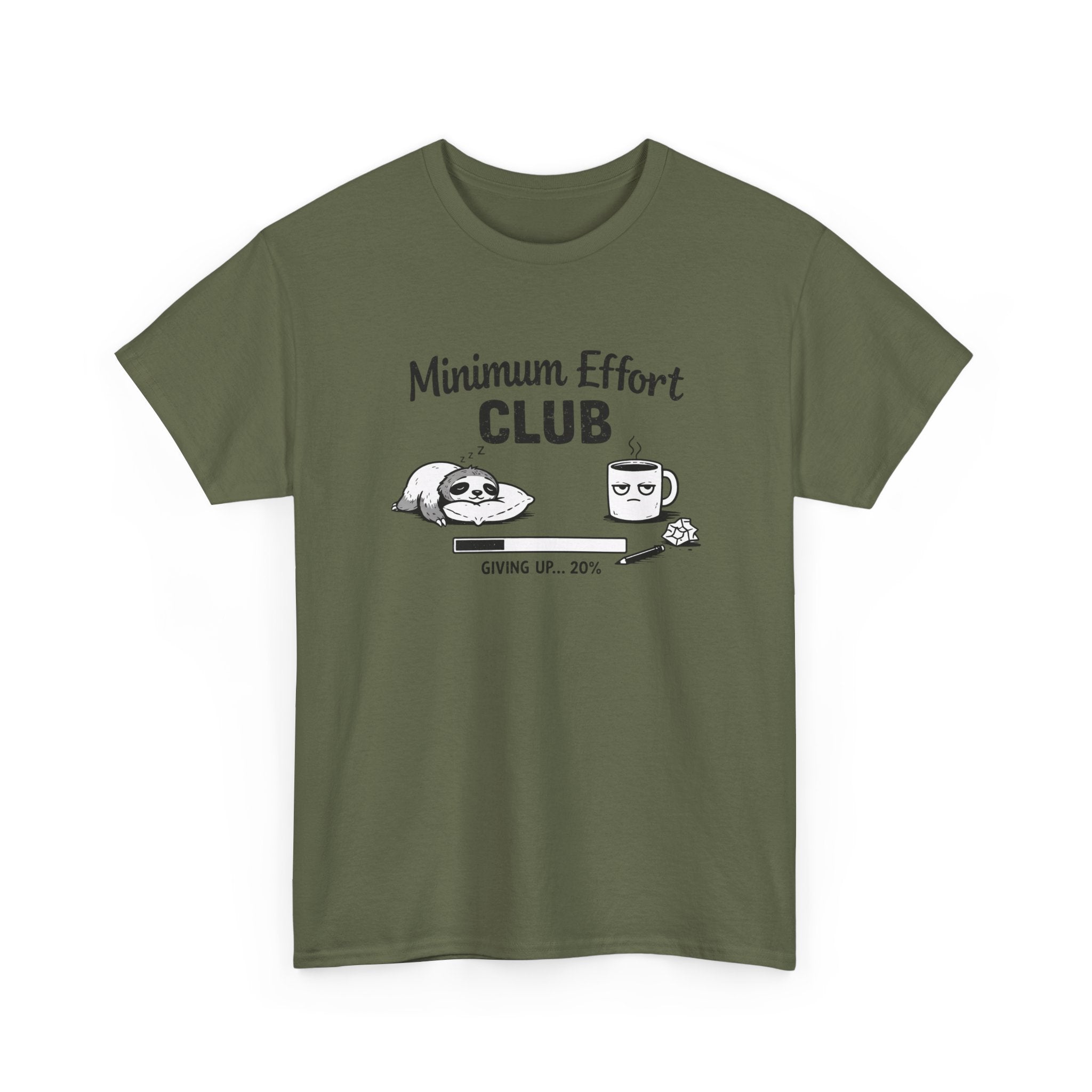Minimum Effort Club T-Shirt — Funny Sloth & Coffee Graphic Tee