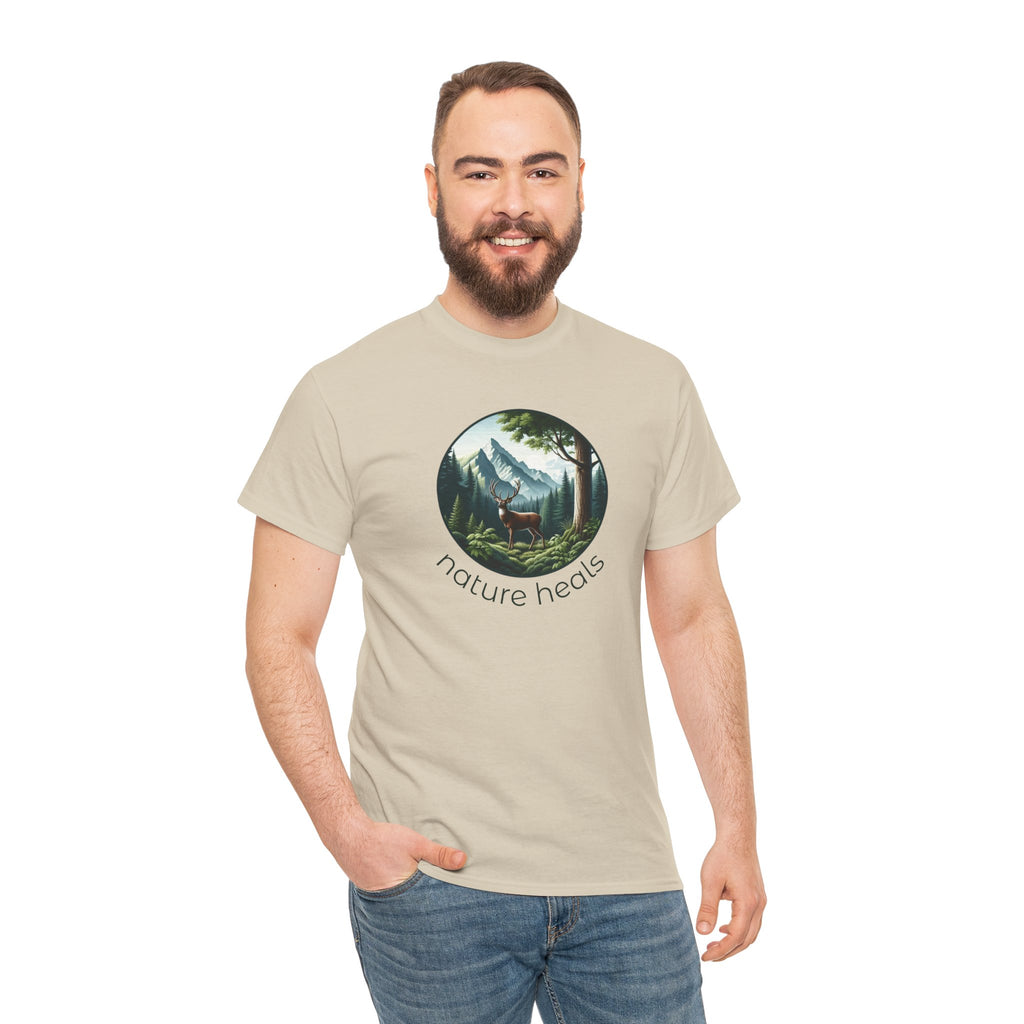 Nature Heals T-Shirt — Scenic Mountain Forest Graphic Tee