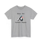 Football Soccer T-Shirt — "Sleep. Eat. Football. Repeat." Youth & Adult Crew Tee